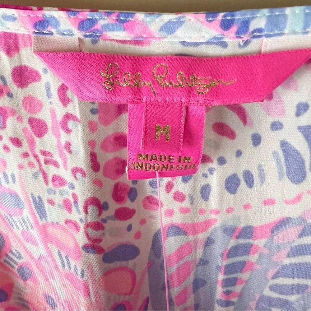 Lilly‎ Pulitzer Sea Shells Ruffle Mini Dress Pink Blue Purple Sleeveless Summer - Picture 13 of 13